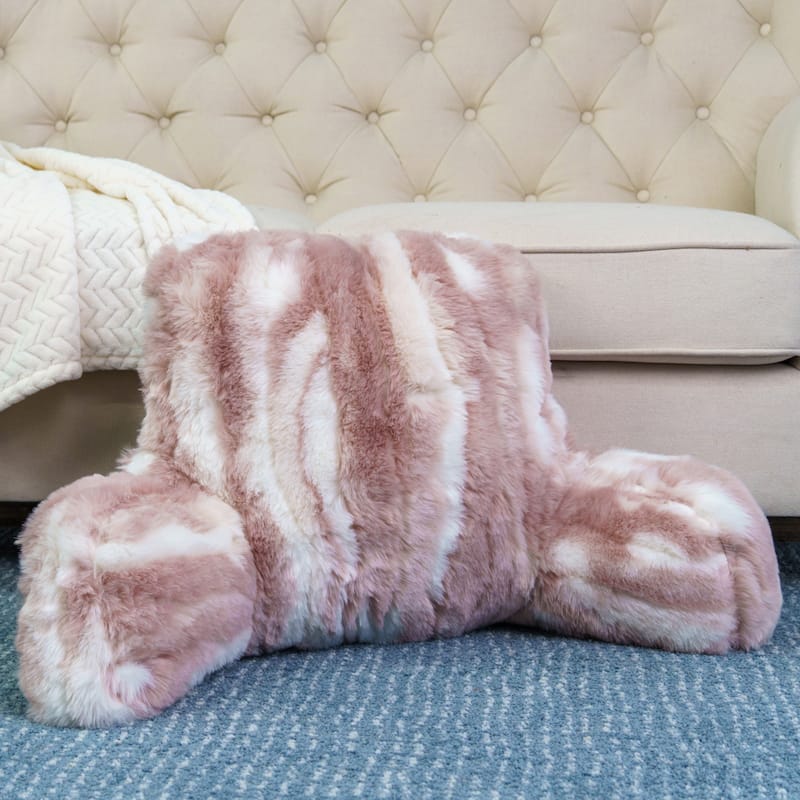 Jacquard FauxFur BedRest, 20" x 18" x 17" - 20" x 18" x 17" - Pink