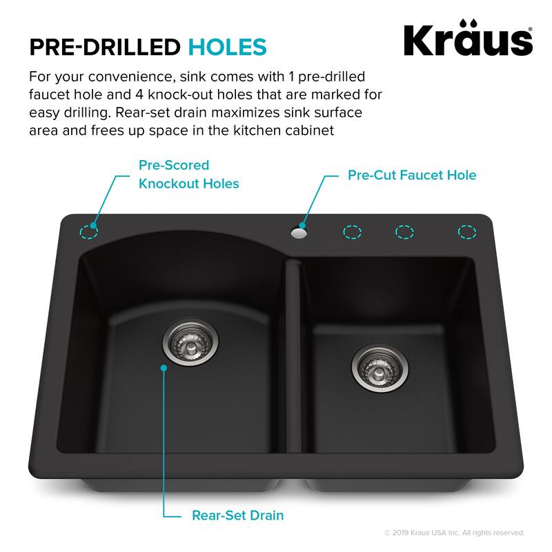 Kraus KGD-50-100-75MB Forteza 33" Undermount Double Basin Granite
