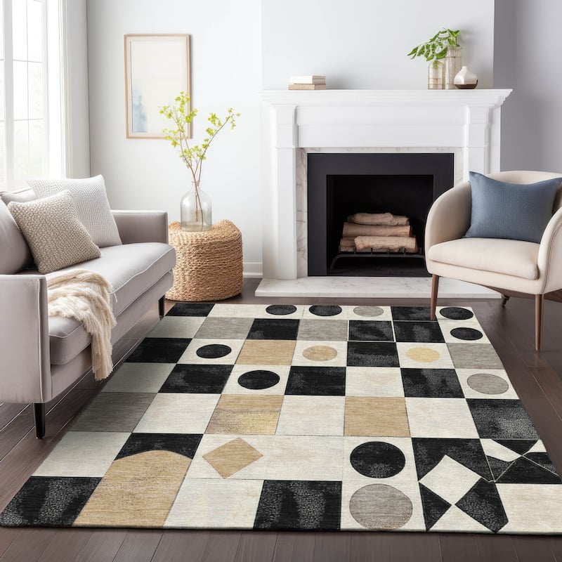 Machine Washable Indoor/Outdoor Casual Contemporary Chantille Rug