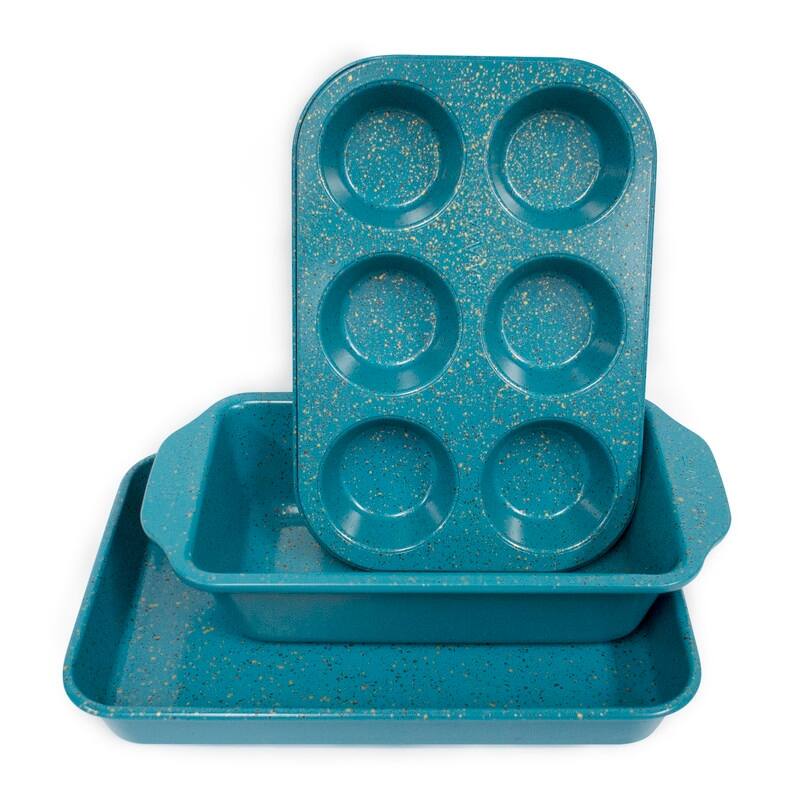casaWare 3pc Toaster Oven Set (Baking Pan, Loaf Pan, 6 Cup Muffin Pan)