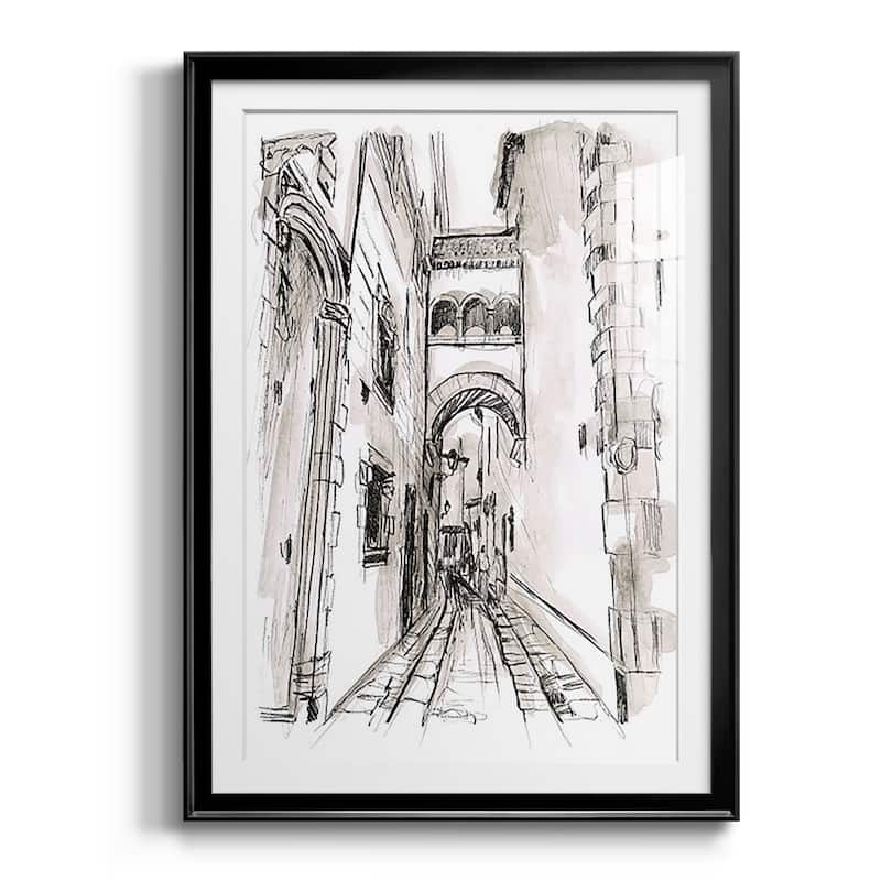 Europe Street Sketches II Premium Framed Print - Ready to Hang - 26.5X36.5 - Black