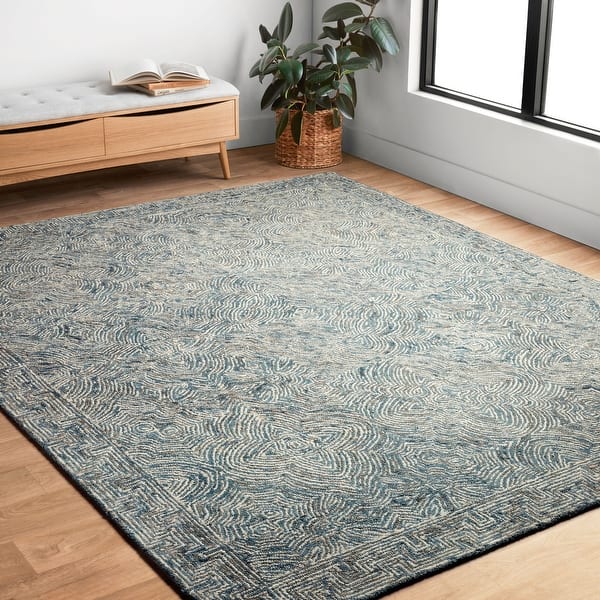 slide 2 of 9, Alexander Home Aspen Denim Wool Hand-tufted Contemporary Area Rug 11'6" x 15' - DENIM - Runner/Rectangle