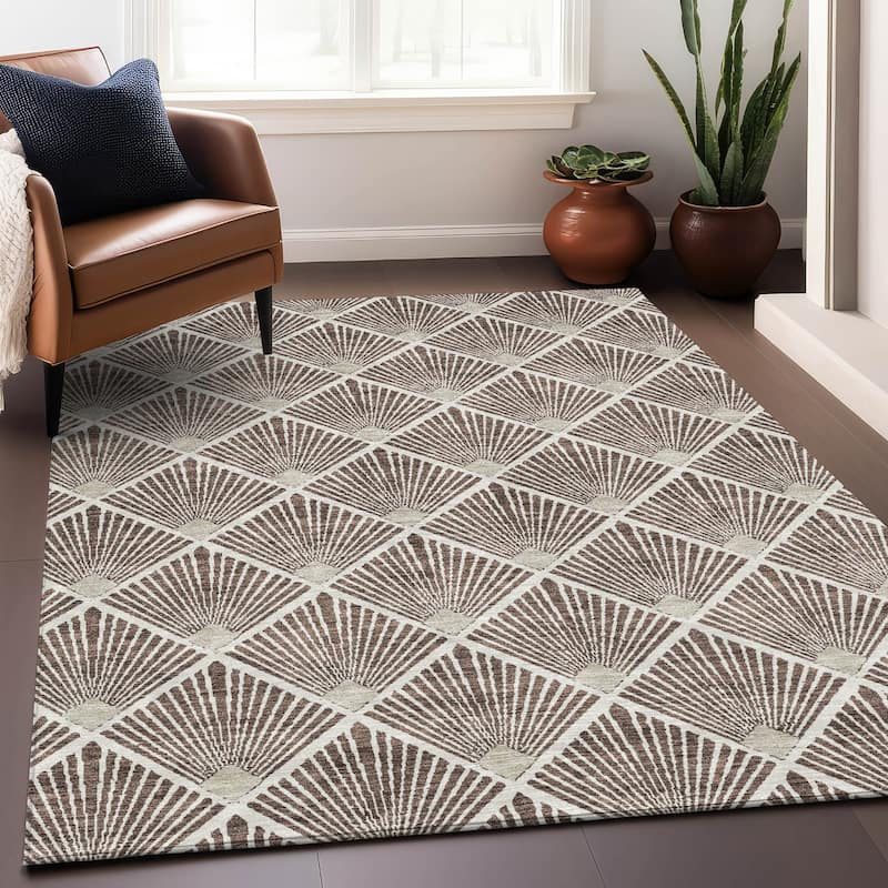 Premium Washable Super Soft Diamond Trellis Mayfield Rug - Brown - 9' x 12'