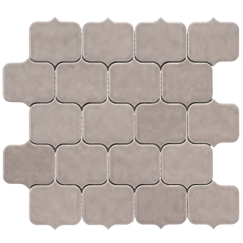 Modern Arabesque Glossy Porcelain Mosaic Tile - 5 sheets (3.90 sf) - Grey