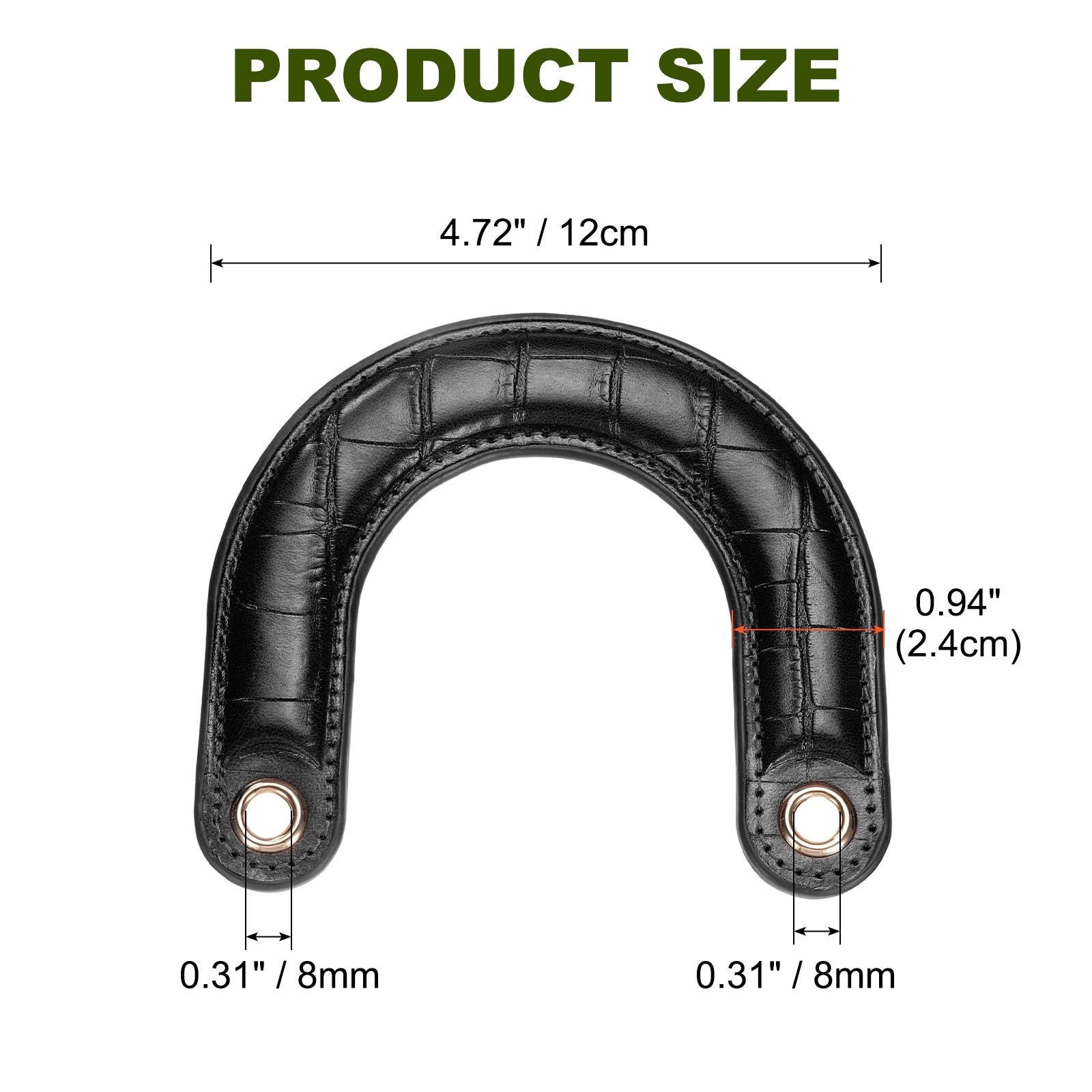 U-Shaped Leather Bag Handle Replacement Leather Purse Handles with Iron Grommets for Handcrafted Bag Accessories