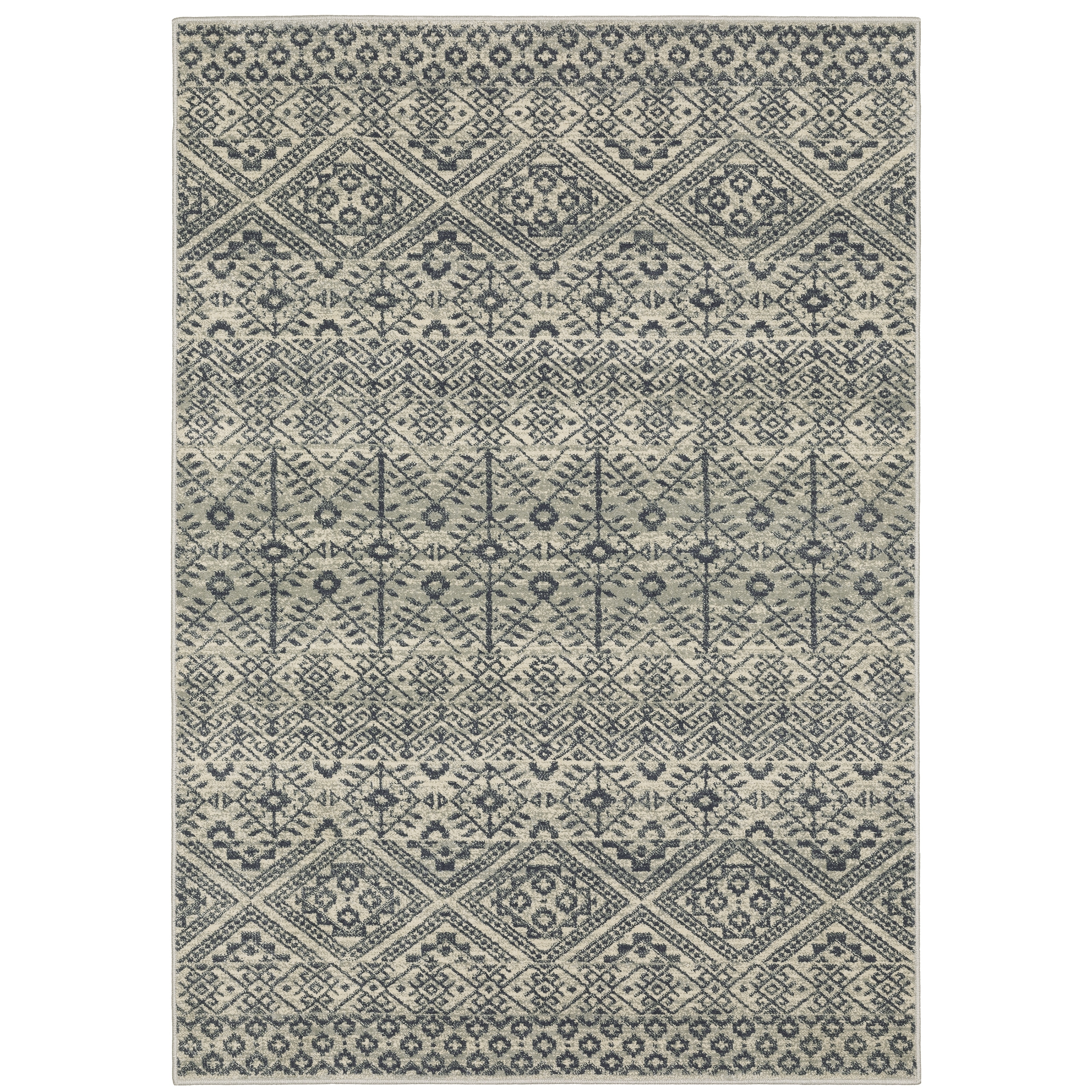 Style Haven Bassel Tribal Geometric Blue/ Beige Indoor Area Rug