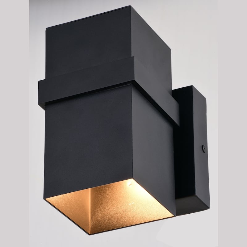 VAXCEL Lavage 1-Light Textured Black Outdoor Wall Sconce, Rust-Resistant Aluminum Metal Shade, LED Compatible Dark Sky Compliant