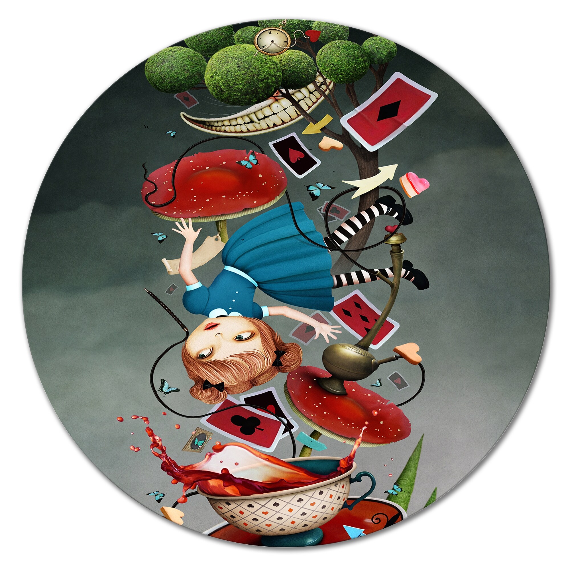 Designart 'Alice In Wonderland Falling In The Rabbit Hole