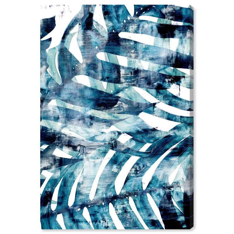 Wynwood Studio Canvas Floral and Botanical So Kate Leaf Blue and Scandinavian Wall Art Canvas Print