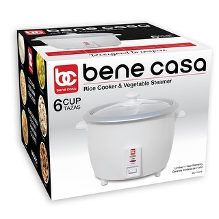 6 Cup Bene Casa Rice Cooker with glass lid, dishwasher safe rice cooker ...
