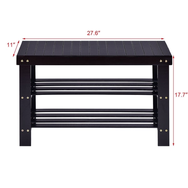 Costway 3 Tier Bamboo Shoe Rack Bench Storage Shelf Organizer