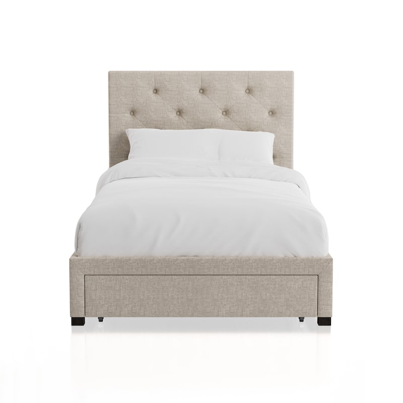Furniture of America Malaer Modern Button Tufted 1-drawer Platform Bed
