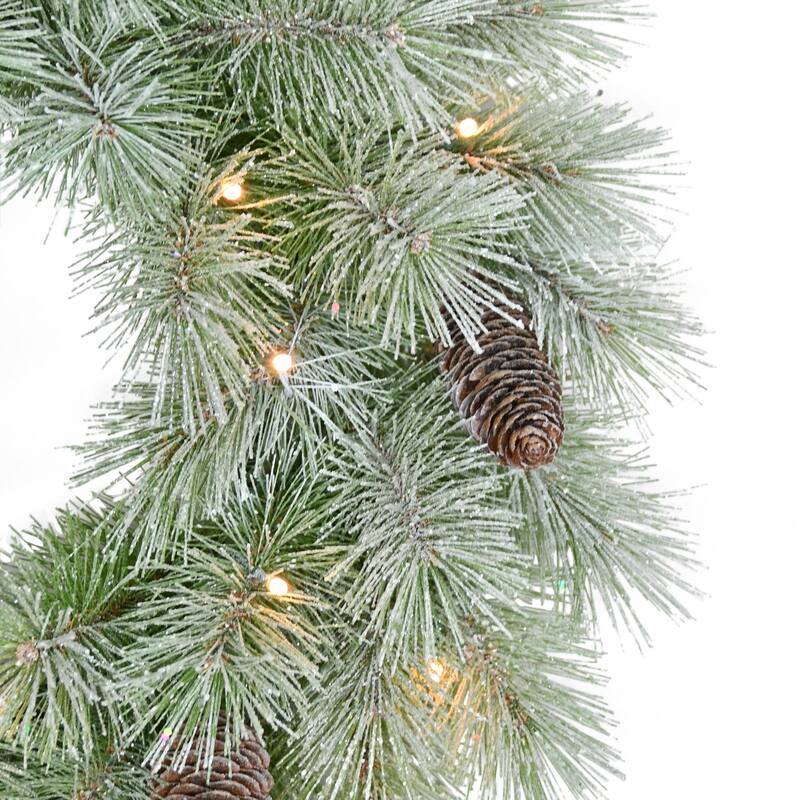 Puleo International 24" Pre-Lit Battery-Operated Artificial Flocked Wreath