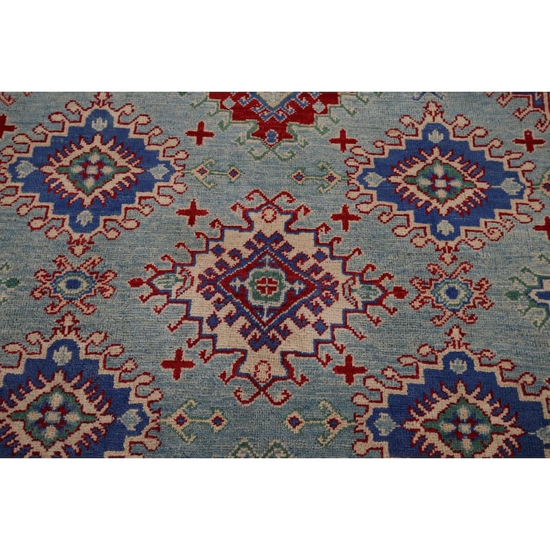 Traditional Blue Kazak Area Rug Handmade Wool Carpet - 5'1" x 6'10"