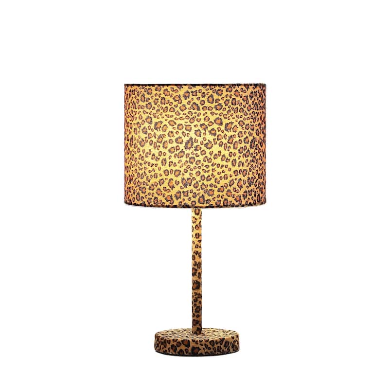 HomeRoots 19" Modern Faux Leopard Print Suede Table Lamp - 10