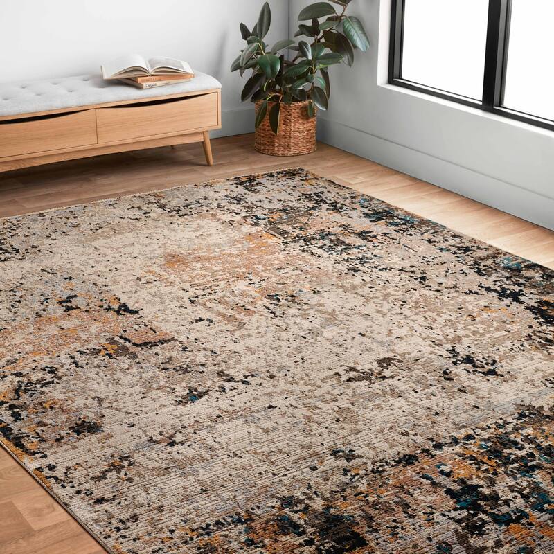 Alexander Home Reese Modern Rustic Abstract Area Rug with Fringe - 6' 7" x 9' 6" - Runner/Rectangle