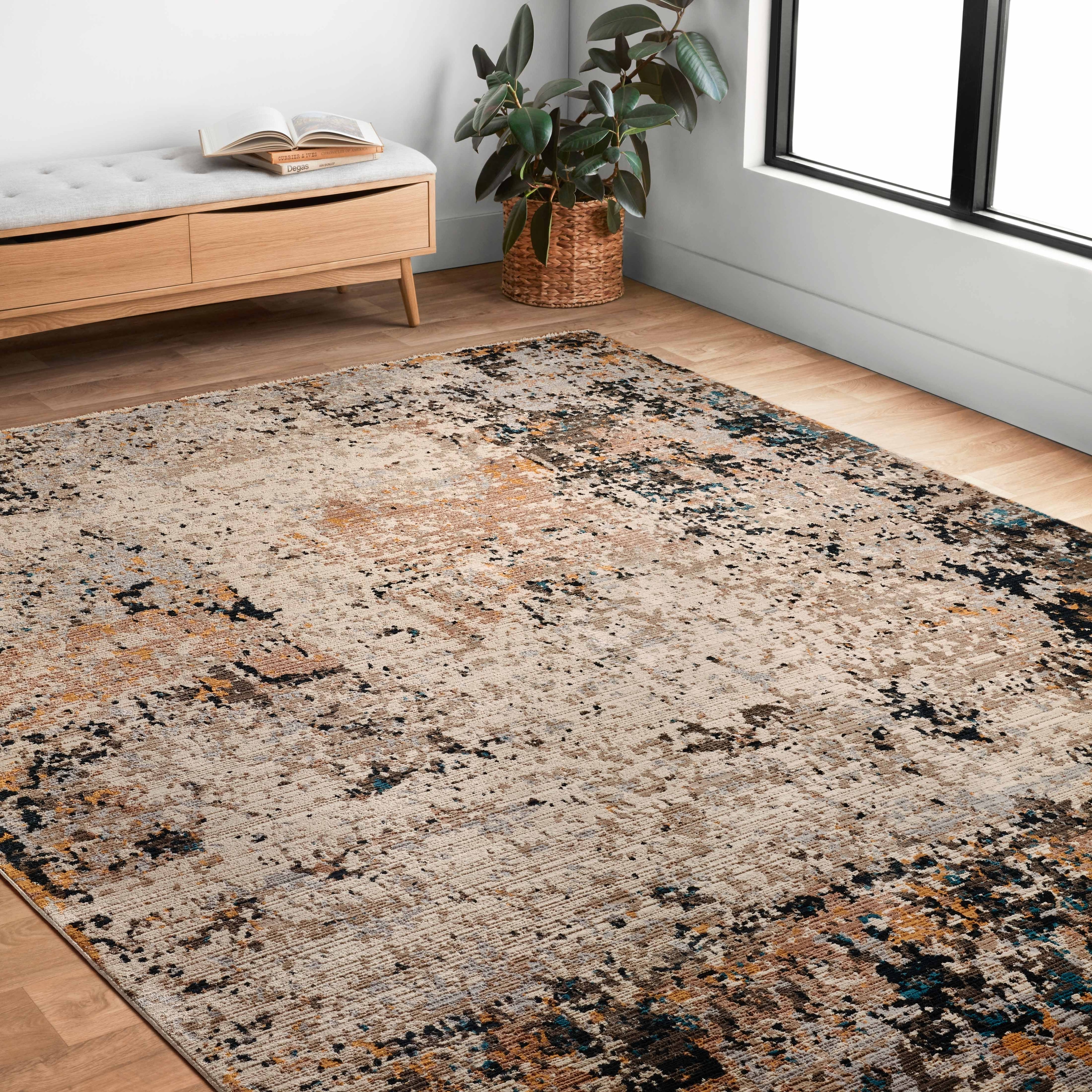 Alexander Home Reese Modern Rustic Abstract Area Rug with Fringe