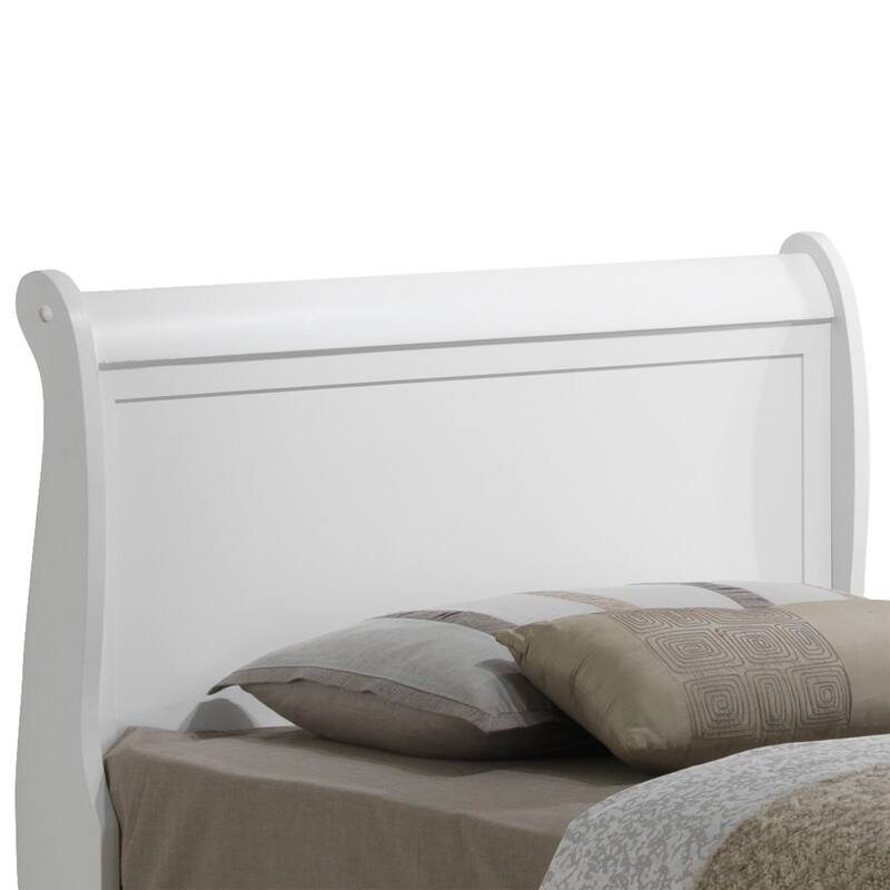 Twin Size Particle Board Sleigh Bed with Wood Veneer Trim and Slat Kit Compatibility