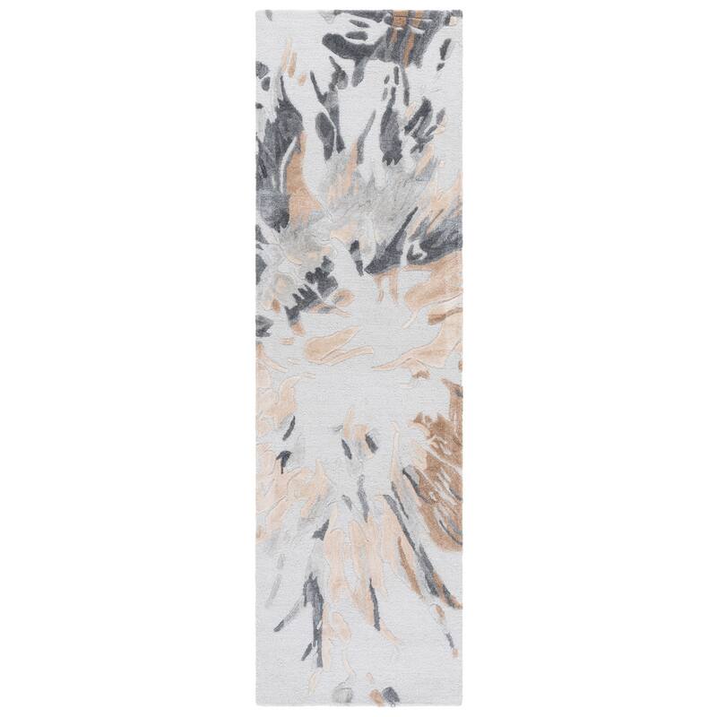 SAFAVIEH Handmade Fifth Avenue Berthile Mid-Century Modern New Zealand - 2'3" x 8' Runner - Beige/Grey