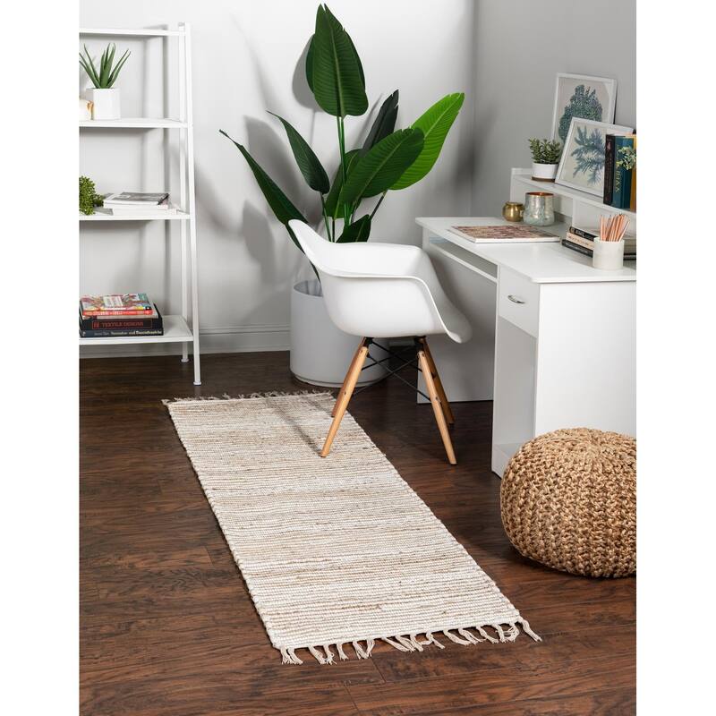 Braided Dosa Collection Area Rug - 1'2"x8' - Beige-Ivory