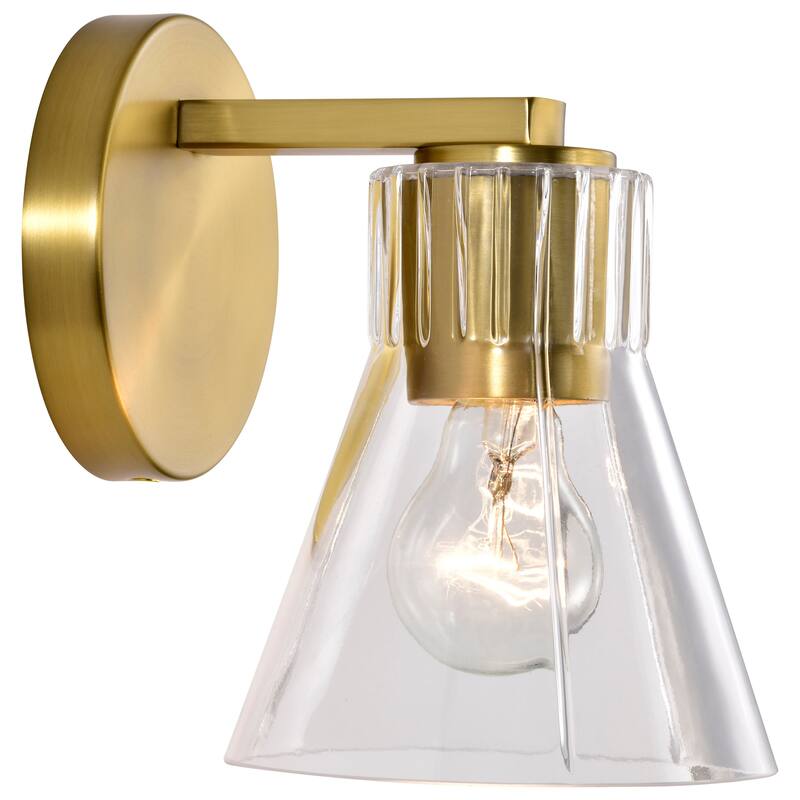 Gianna 1 Light Vanity Vintage Brass Finish Clear Glass - Vintage Brass
