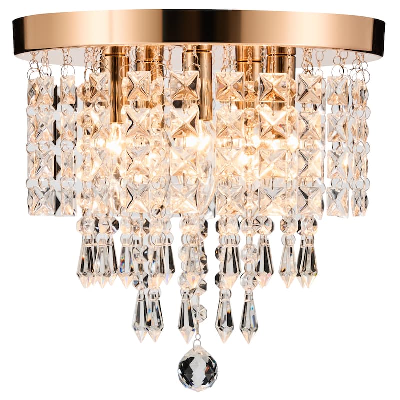 CO-Z 11" 5-light Flush Mount Crystal Chandelier Ceiling Light