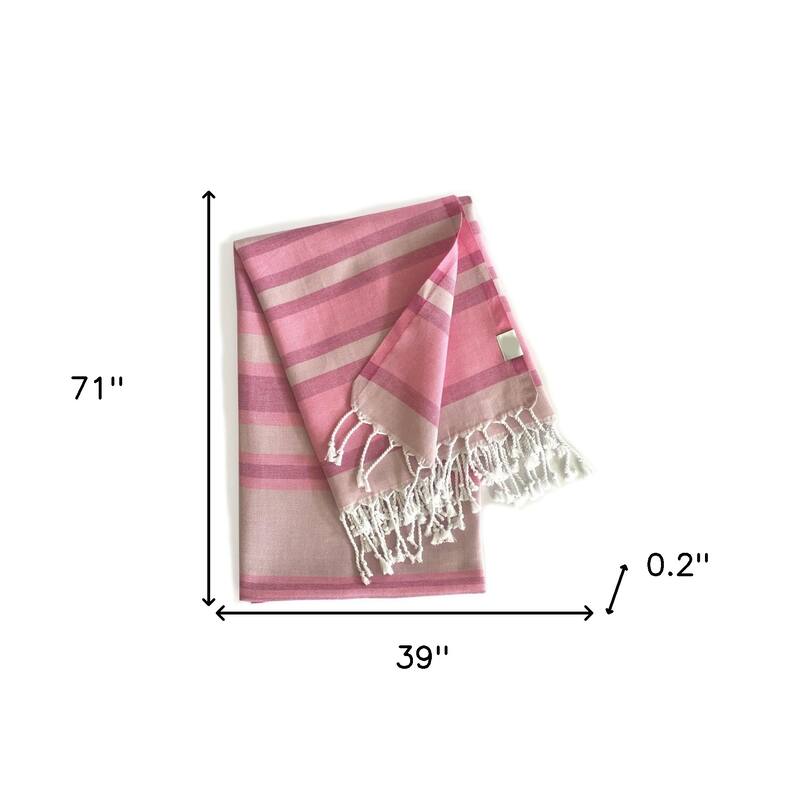 HomeRoots Denim and Yellow Striped Design Turkish Beach Blanket