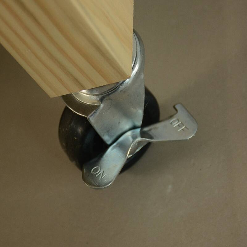 Simple Design Kitchen Cart with Two Lockable Wheels, Rubber Wood Top