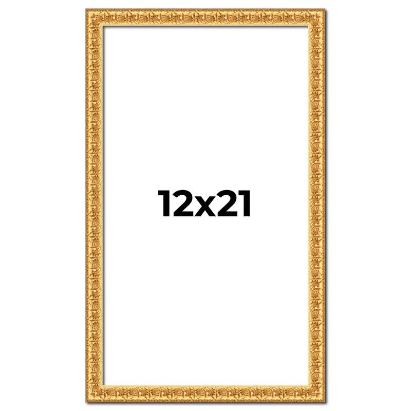 12x21 Frame Gold Real Wood Picture Frame Width 1 inches | Interior