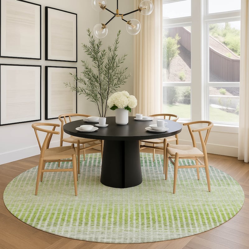 Machine Washable Indoor/ Outdoor Contemporary Stripes Chantille Rug