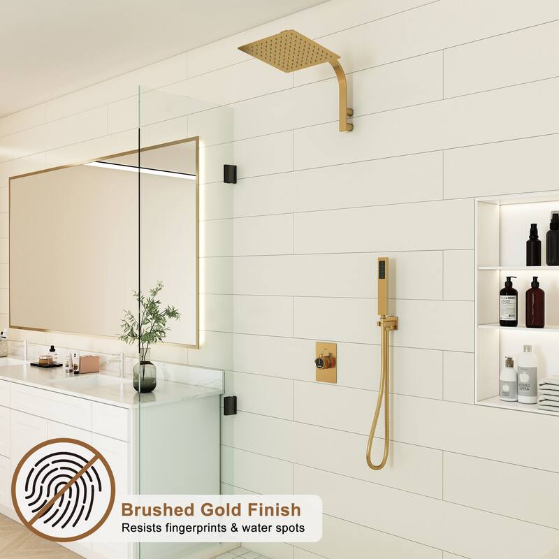 CASAINC Integrated 10 Inch Wall Mouted Shower Head 2 Function with Pressure Balancing Valve CUPC Certified
