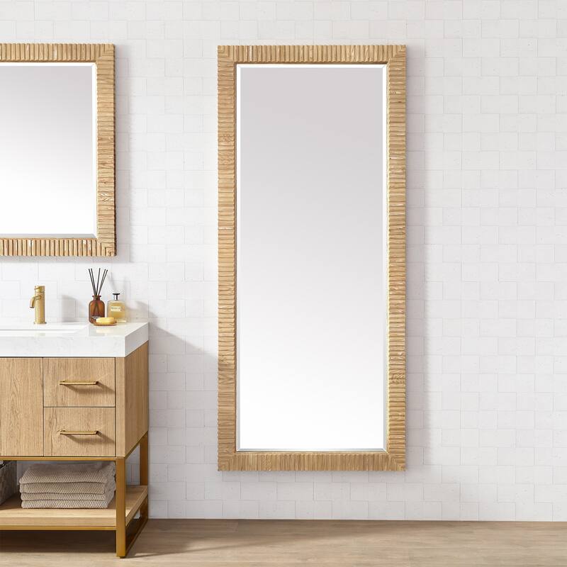 Osaka Rectangular Wood Framed Wall Bathroom Art Mirror