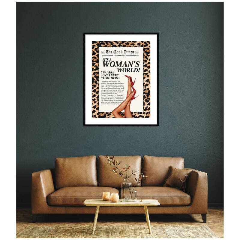 Kate and Laurel Leopard Maximalist Womans World by Honey Island Studio Framed Wall Art Print