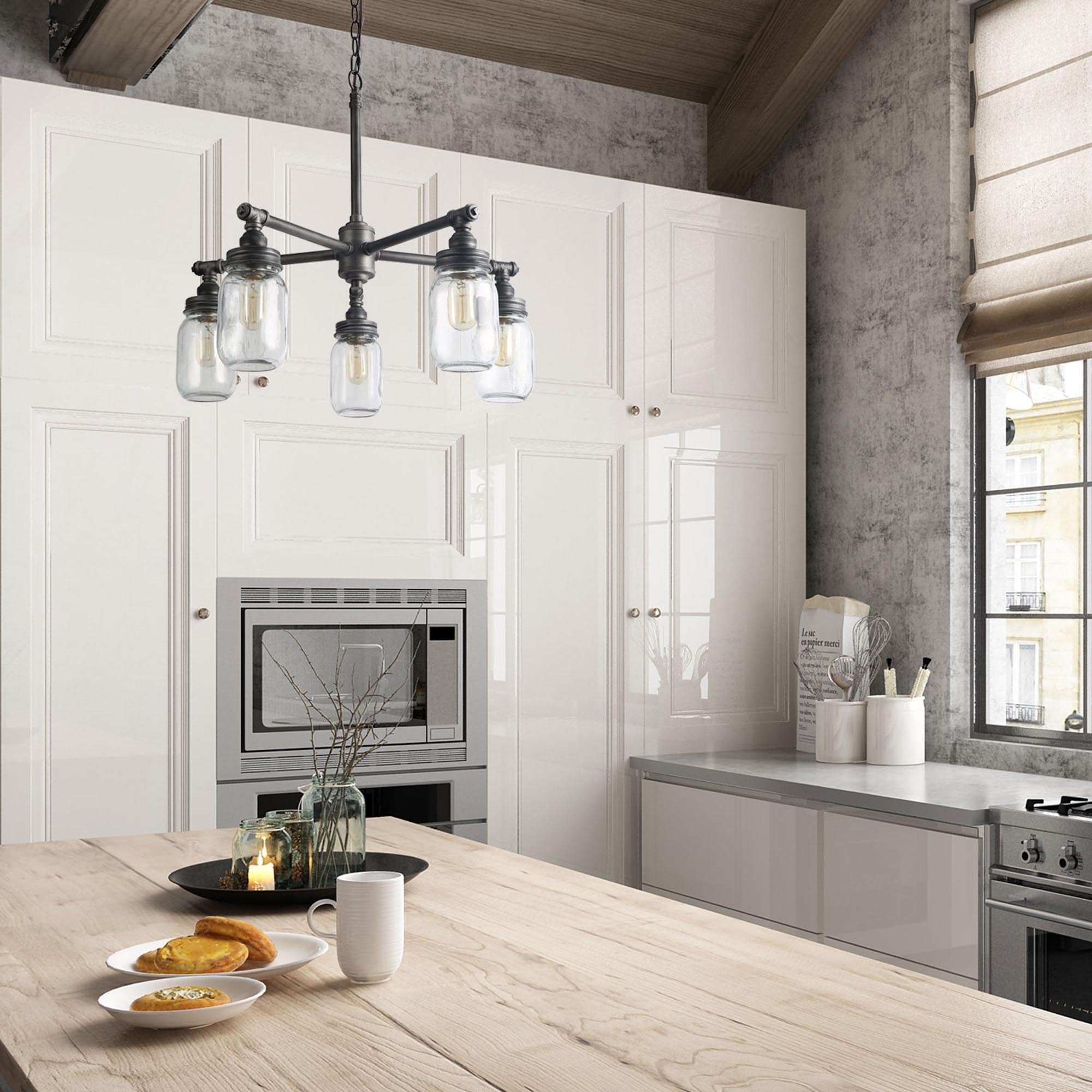 Mason jar dining room light sales