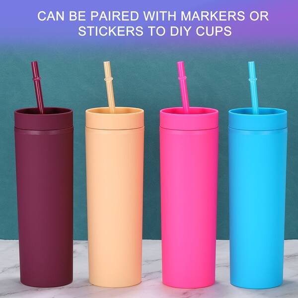 Double Wall Tumbler with Straw and Lid, 16 OZ Acrylic Cup, Matte - 16 OZ -  Bed Bath & Beyond - 41909478