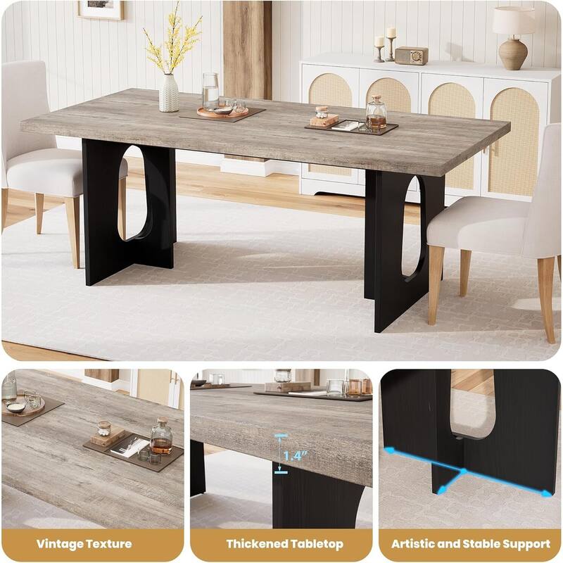 71" Long Kitchen Dining Table for 6-10 People for Kitchen, Conference Room, Home