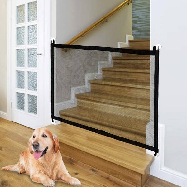 slide 1 of 9, Portable Folding Mesh Pet Gate,Magic Dog Gate for Puppy Cat