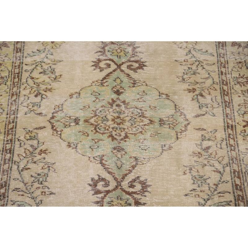 Distressed Anatolian Turkish Vintage Area Rug Handmade Wool Carpet - 5'1"x 8'6"