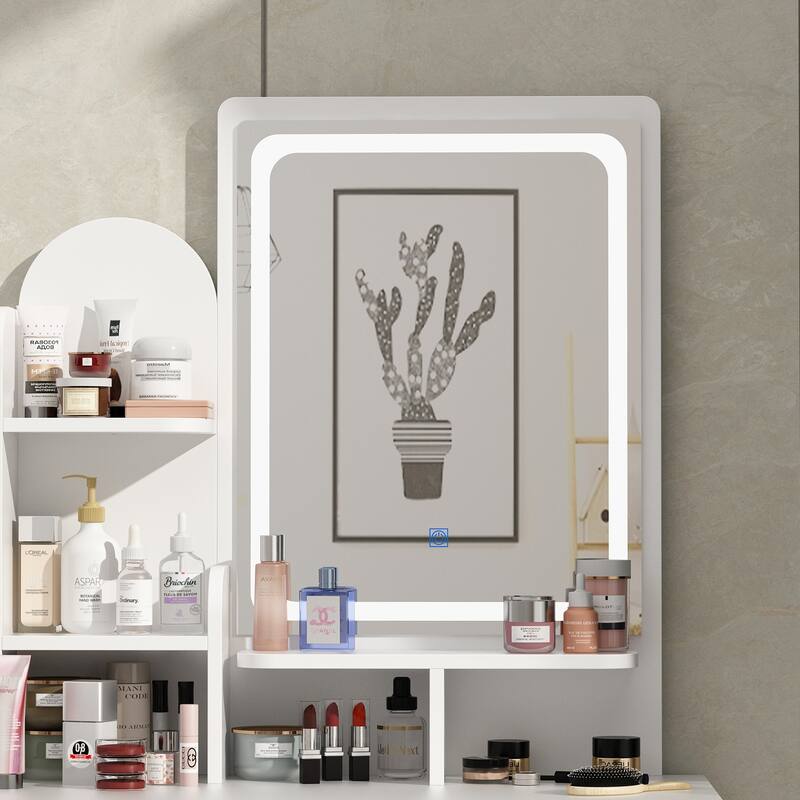 Vanity Set With Mirror and Lamp Home Makeup Dressing Table with Stool