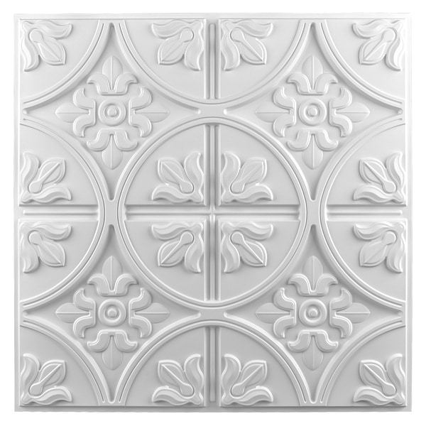 # 210 Lot of 5 White Matt 2'x2' PVC Decorative Ceiling Tile Glue Up/Grid 