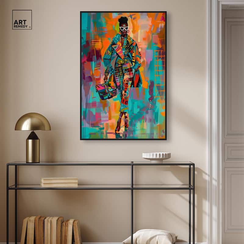 Bold Patchwork Style Canvas by Art Remedy