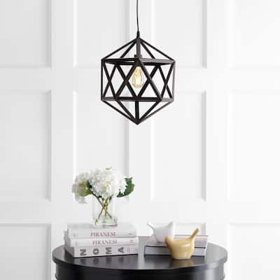 SAFAVIEH Lighting Sergio Adjustable 1-light LED Brass Pendant - 15.8"x15.8"x19-91"