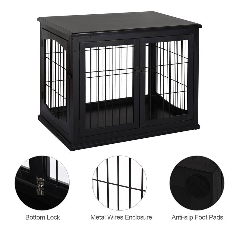 Dog Crate Furniture, Small Dog Cage End Table with Two Opening Sides, Lockable Door, Puppy Kennel Indoor, Cute and Decorative