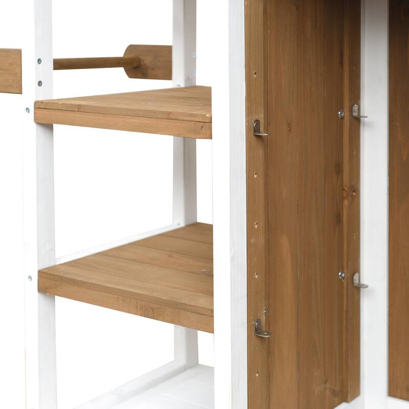 Foldable Outdoor Kitchen Island Cart with Lockable Wheels and Storage Cabinet