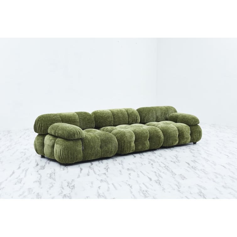 Gylfi 114'' Upholstered Sofa - Olive