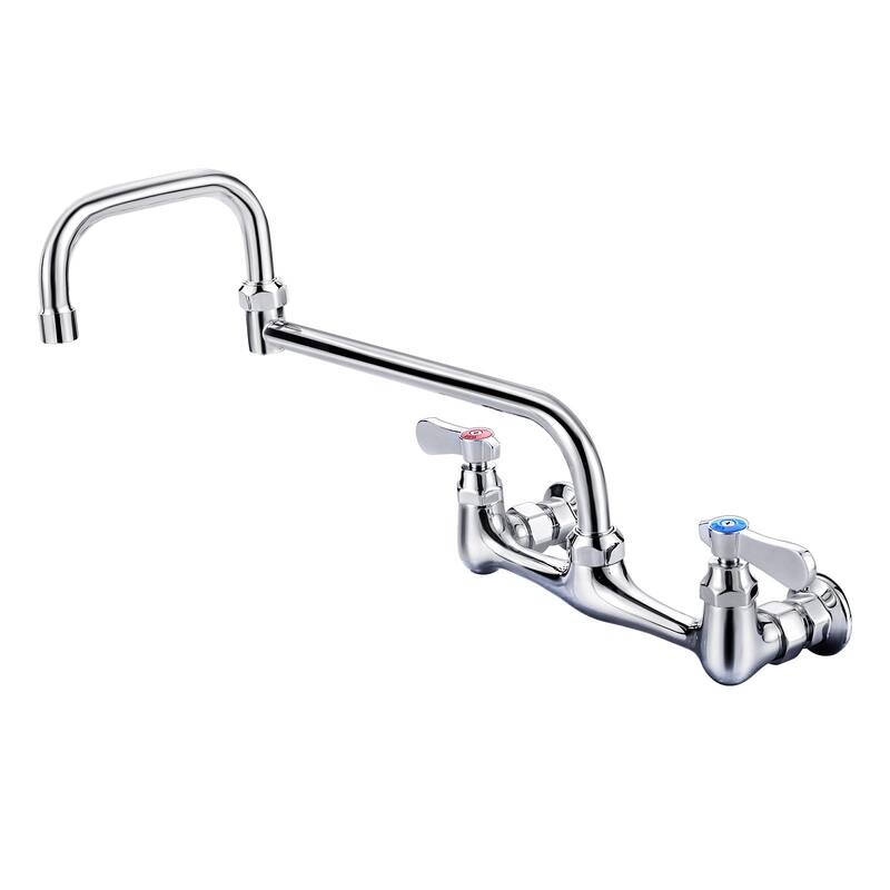 WOWOW Double Handle Wall Mount Standard Kitchen Faucet - Chrome