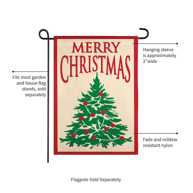 Decorated Christmas Tree Garden Applique Flag