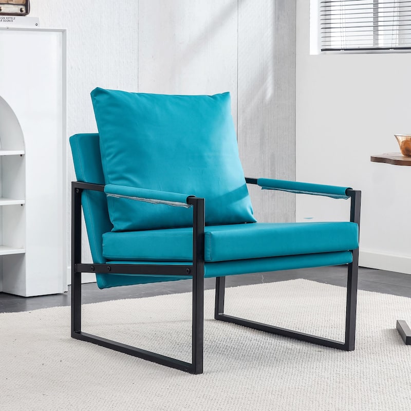 Ouyessir Set of 2 Modern Velvet Accent Chair Linen Sling ArmChair