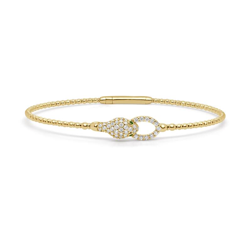 Joelle Collection 14K Gold Diamond & Emerald Snake Bangle