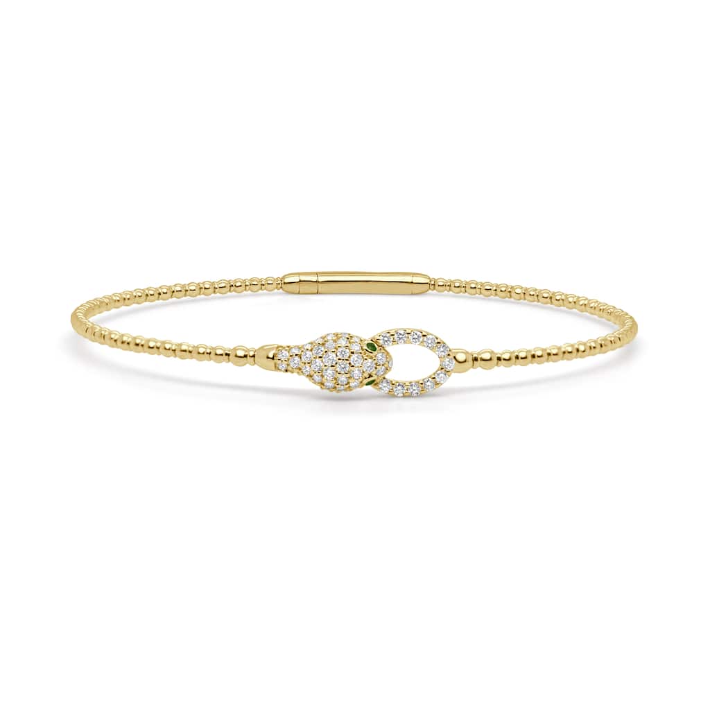 Joelle Collection 14K Gold Diamond & Emerald Snake Bangle